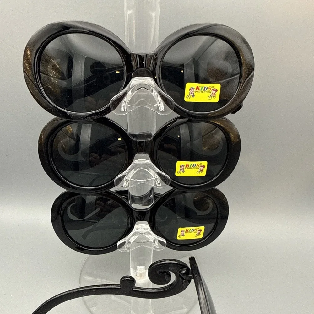 4 pair KIDS SIZE OVERSIZED EXAGGERATED SUNGLASSES Funky Round Black Frames-Party